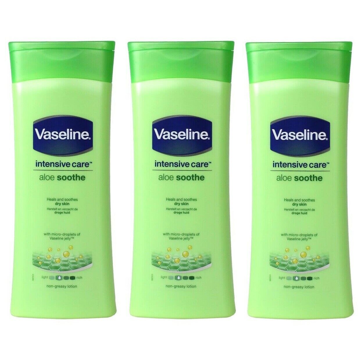 Pachet 3x Lotiune de corp Vaseline Aloe Soothe, 200 ml